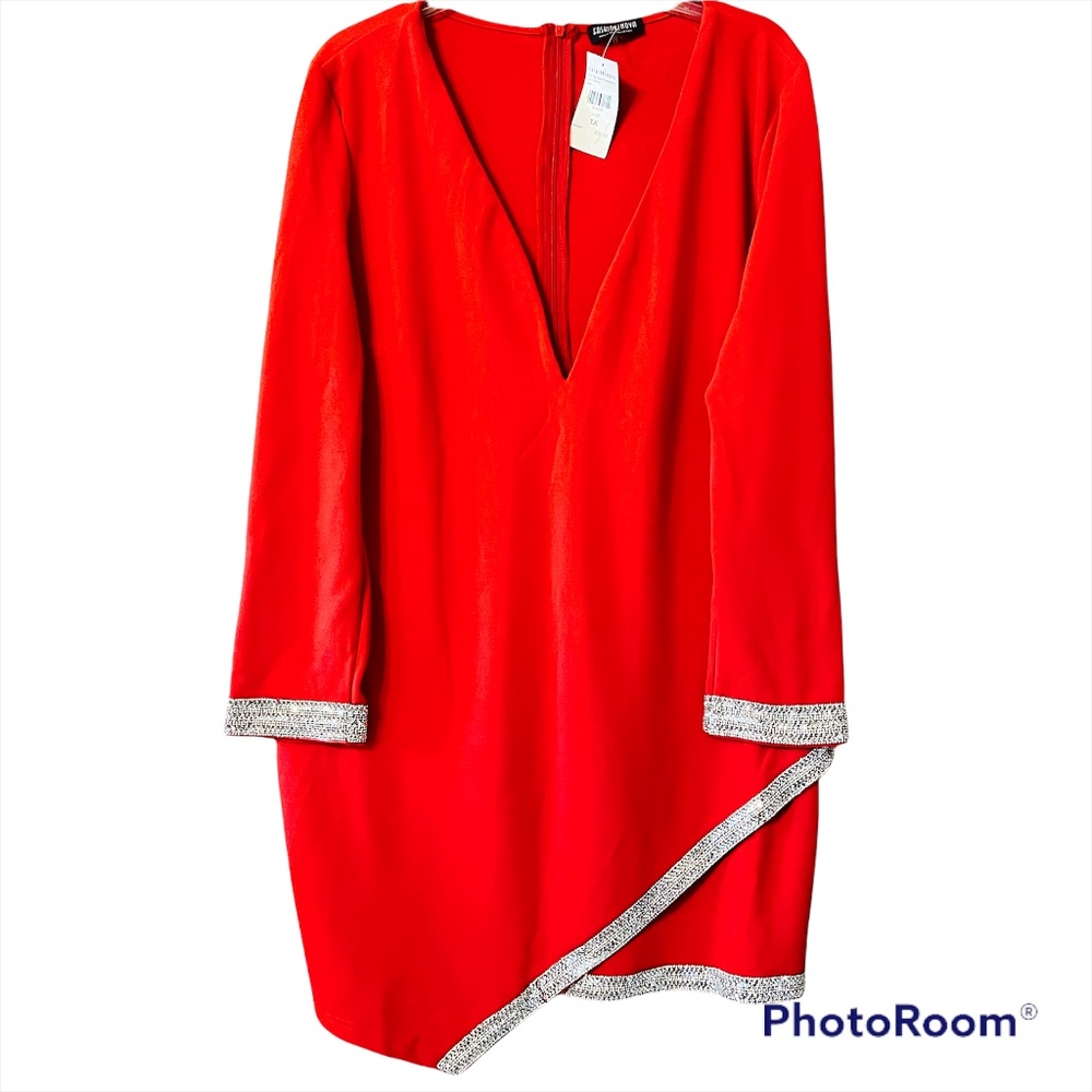 Bright Red Rhinestone Dress